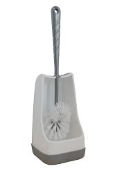 WC-Garnitur Hoch/Eckig Kunststoff Weiß-Silber Rutschfest Randreiniger 