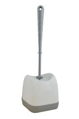 WC-Garnitur Topf Kunststoff Weiß-Silber Rutschfest
 