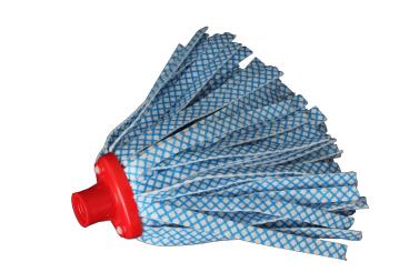 Wischmop-Kopf Vliesbänder Blau-Weiß Kunststoff Rot
 