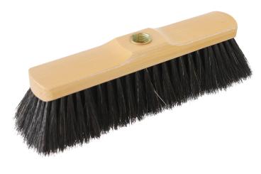 Zimmerbesen Holz lackiert Gewinde Rossschweifhaar
 