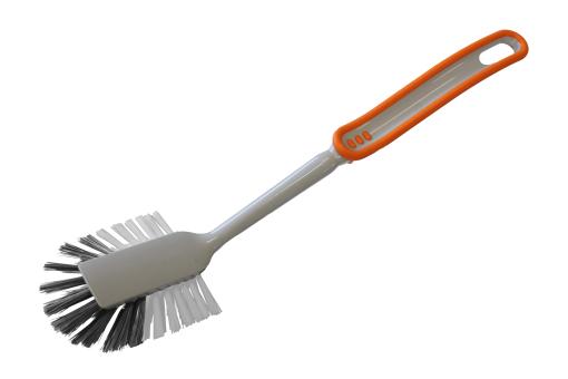 Spülbürste diskett Softgriff Kunststoff Grau-Orange Nylonborsten Grau-Orange